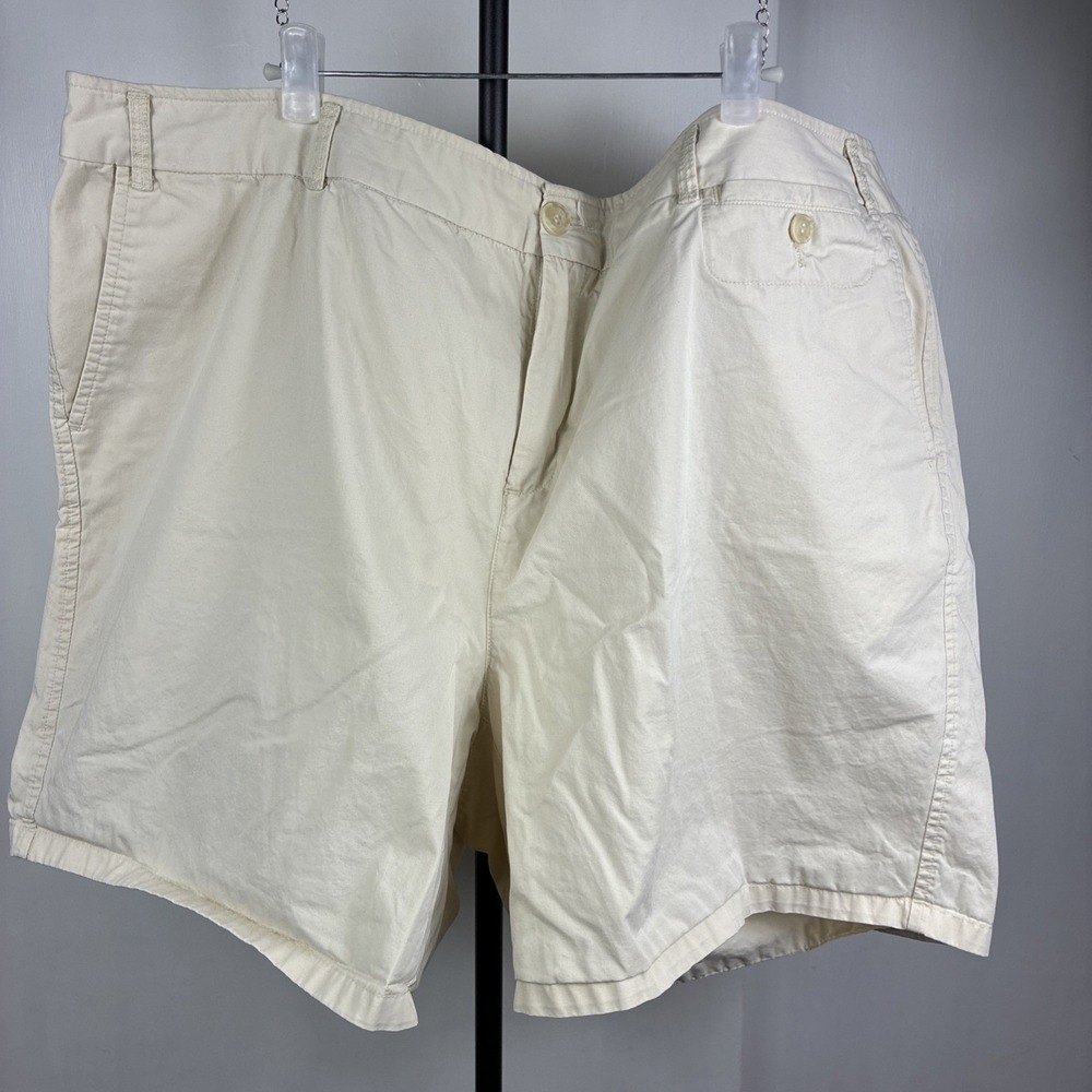 Women's Dockers Shorts Ivory Khaki Flat Front 24W Cotton 5 Pockets Casual Chino